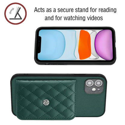 YB Leather Coating Series-8 For iPhone 11 RFID Blocking Phone Case Card Holder Kickstand Cover