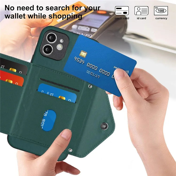 YB Leather Coating Series-8 For iPhone 11 RFID Blocking Phone Case Card Holder Kickstand Cover
