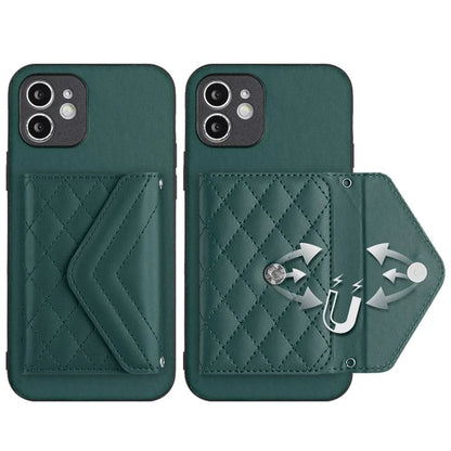 YB Leather Coating Series-8 For iPhone 11 RFID Blocking Phone Case Card Holder Kickstand Cover