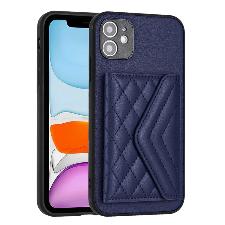 YB Leather Coating Series-8 For iPhone 11 RFID Blocking Phone Case Card Holder Kickstand Cover