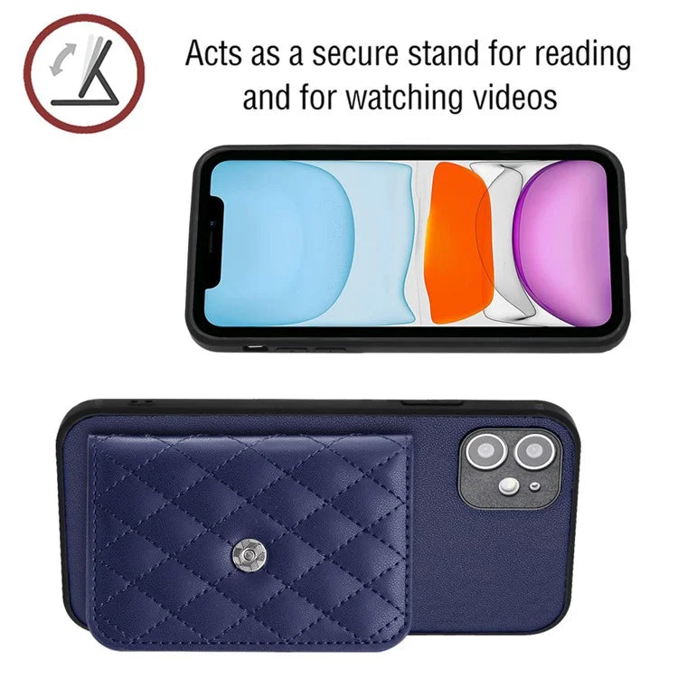YB Leather Coating Series-8 For iPhone 11 RFID Blocking Phone Case Card Holder Kickstand Cover