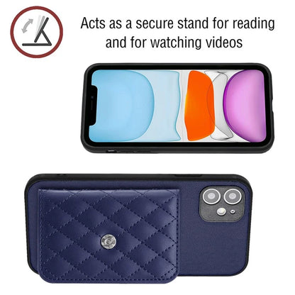YB Leather Coating Series-8 For iPhone 11 RFID Blocking Phone Case Card Holder Kickstand Cover