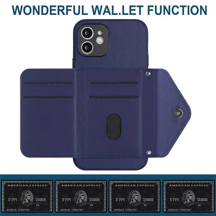 YB Leather Coating Series-8 For iPhone 11 RFID Blocking Phone Case Card Holder Kickstand Cover