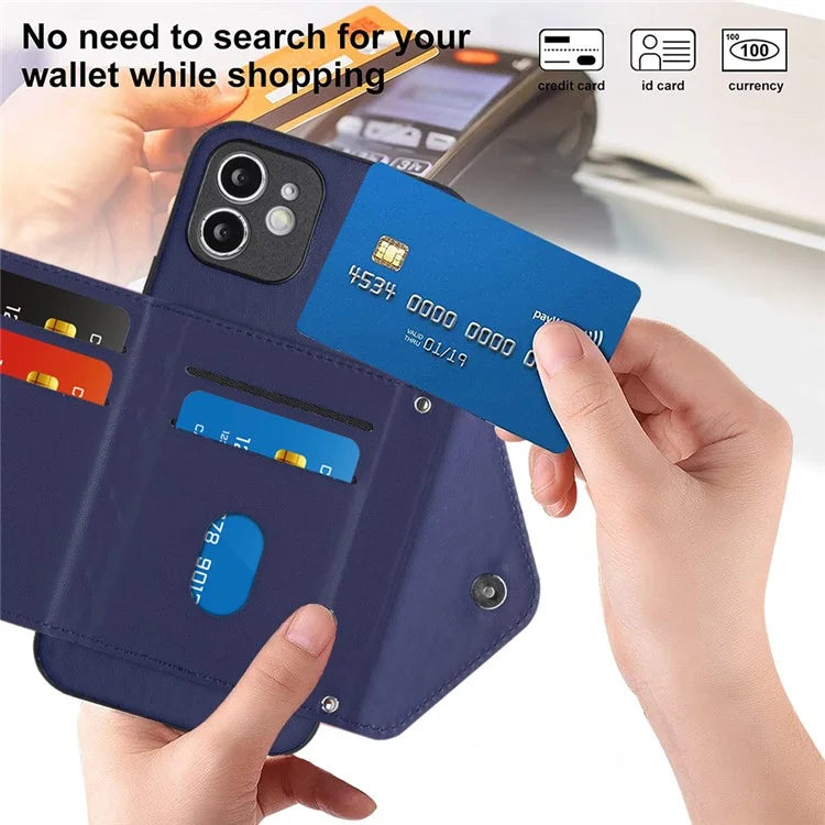 YB Leather Coating Series-8 For iPhone 11 RFID Blocking Phone Case Card Holder Kickstand Cover
