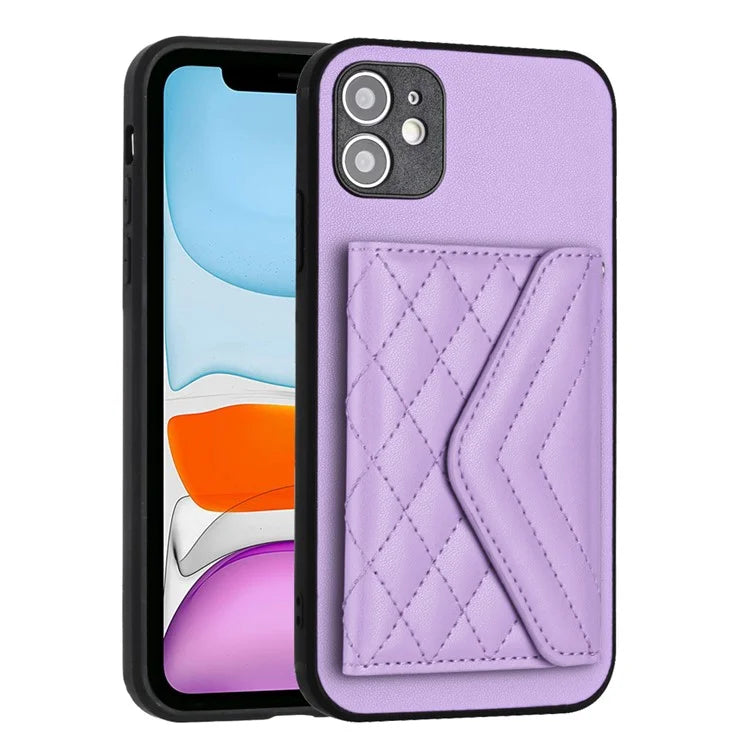 YB Leather Coating Series-8 For iPhone 11 RFID Blocking Phone Case Card Holder Kickstand Cover