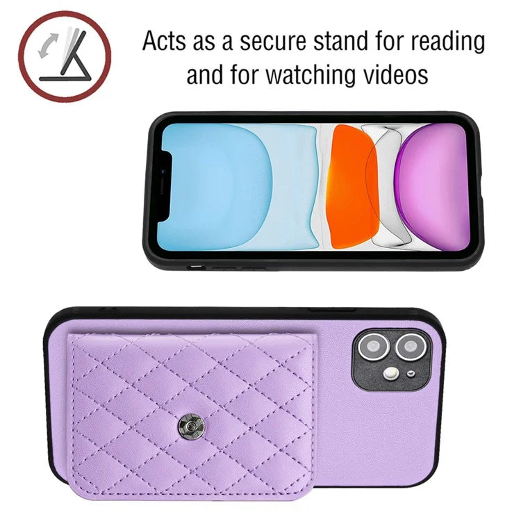 YB Leather Coating Series-8 For iPhone 11 RFID Blocking Phone Case Card Holder Kickstand Cover