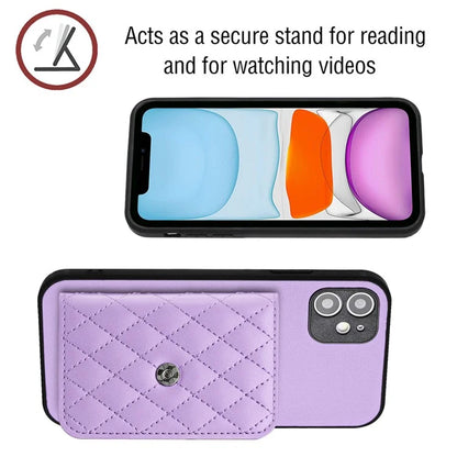 YB Leather Coating Series-8 For iPhone 11 RFID Blocking Phone Case Card Holder Kickstand Cover