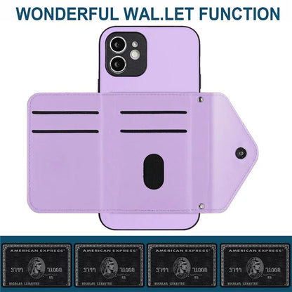 YB Leather Coating Series-8 For iPhone 11 RFID Blocking Phone Case Card Holder Kickstand Cover