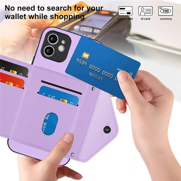 YB Leather Coating Series-8 For iPhone 11 RFID Blocking Phone Case Card Holder Kickstand Cover