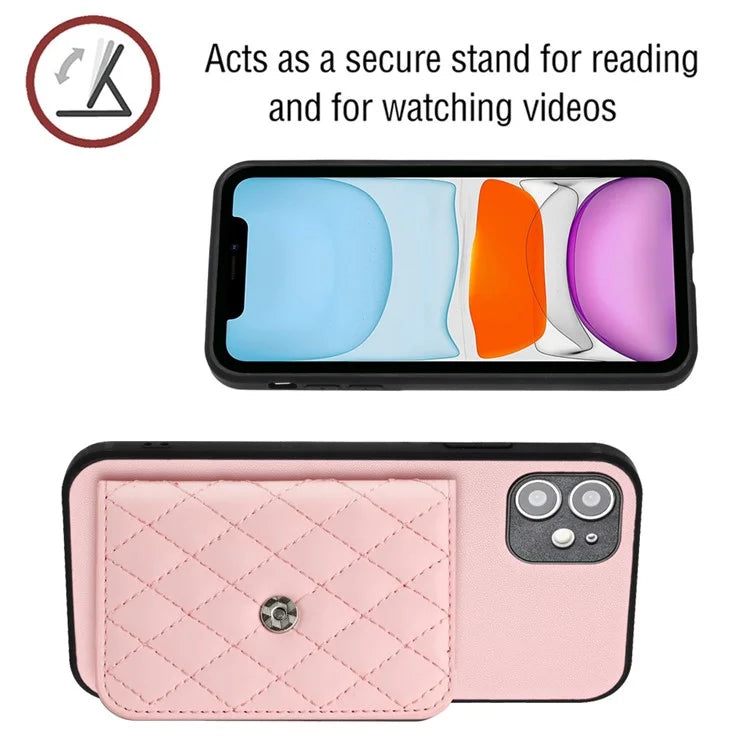 YB Leather Coating Series-8 For iPhone 11 RFID Blocking Phone Case Card Holder Kickstand Cover