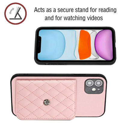 YB Leather Coating Series-8 For iPhone 11 RFID Blocking Phone Case Card Holder Kickstand Cover