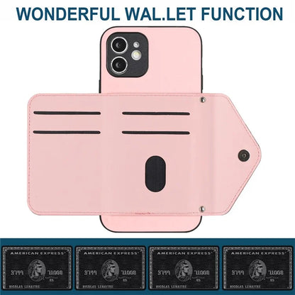 YB Leather Coating Series-8 For iPhone 11 RFID Blocking Phone Case Card Holder Kickstand Cover