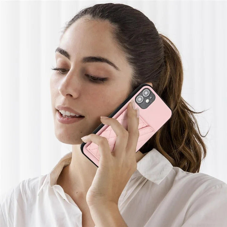 YB Leather Coating Series-8 For iPhone 11 RFID Blocking Phone Case Card Holder Kickstand Cover