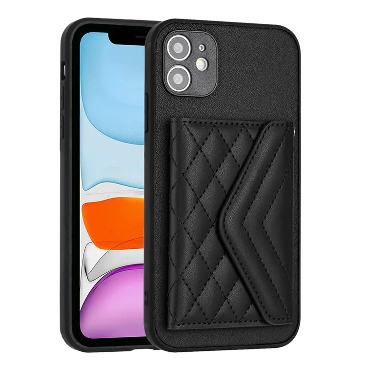 YB Leather Coating Series-8 For iPhone 11 RFID Blocking Phone Case Card Holder Kickstand Cover