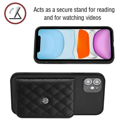 YB Leather Coating Series-8 For iPhone 11 RFID Blocking Phone Case Card Holder Kickstand Cover