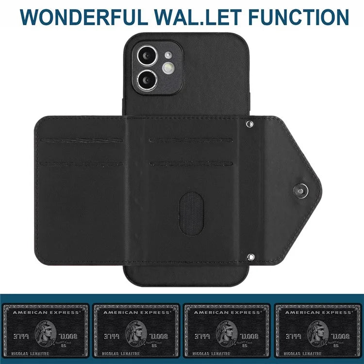 YB Leather Coating Series-8 For iPhone 11 RFID Blocking Phone Case Card Holder Kickstand Cover