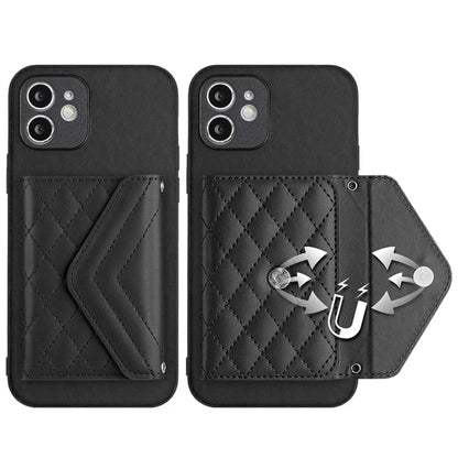 YB Leather Coating Series-8 For iPhone 11 RFID Blocking Phone Case Card Holder Kickstand Cover