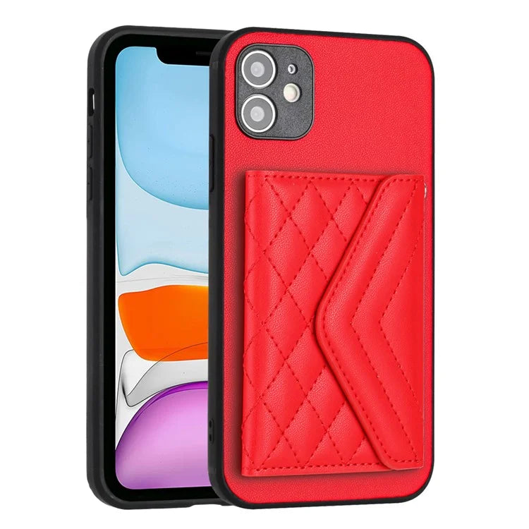 YB Leather Coating Series-8 For iPhone 11 RFID Blocking Phone Case Card Holder Kickstand Cover