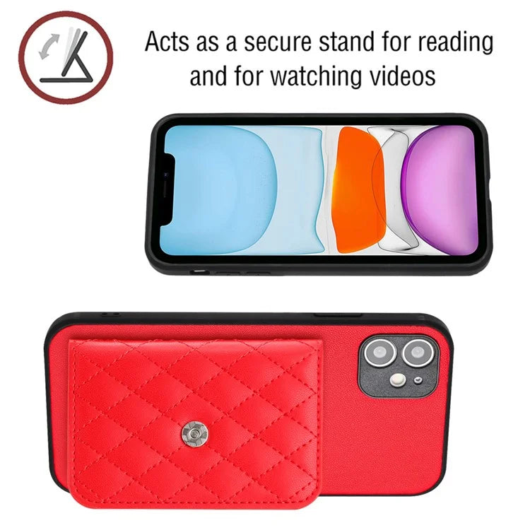 YB Leather Coating Series-8 For iPhone 11 RFID Blocking Phone Case Card Holder Kickstand Cover