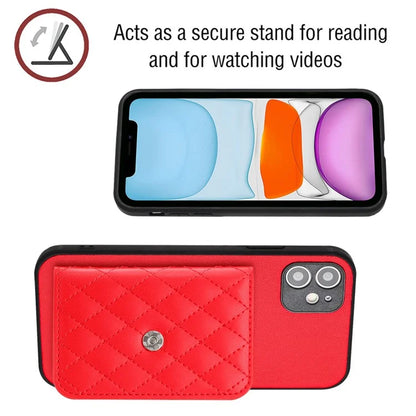 YB Leather Coating Series-8 For iPhone 11 RFID Blocking Phone Case Card Holder Kickstand Cover