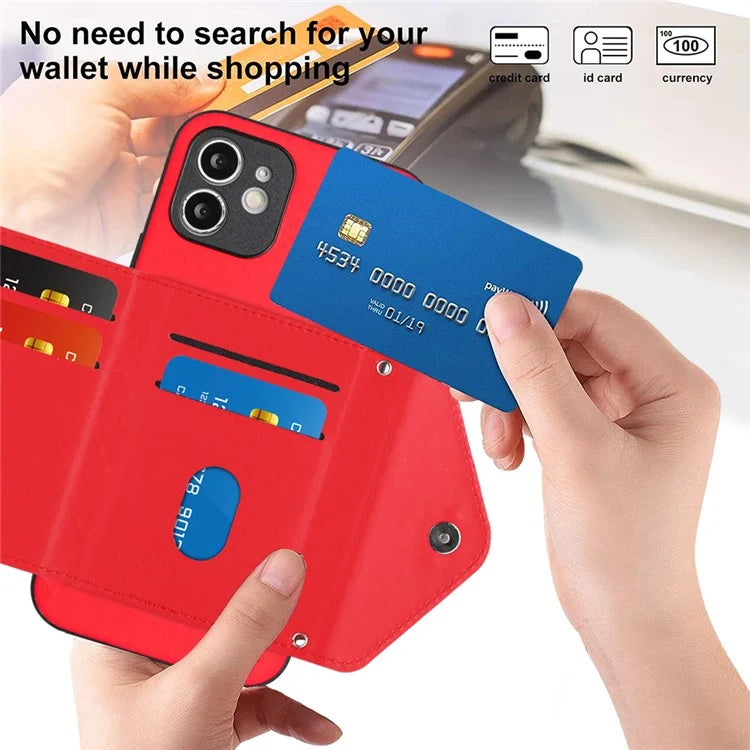 YB Leather Coating Series-8 For iPhone 11 RFID Blocking Phone Case Card Holder Kickstand Cover