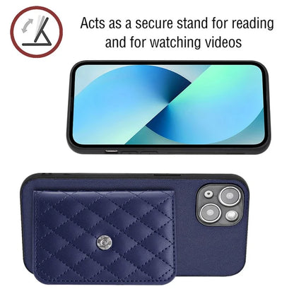 YB Leather Coating Series-8 Phone Case for iPhone 15 RFID Blocking Card Holder Protective Cover