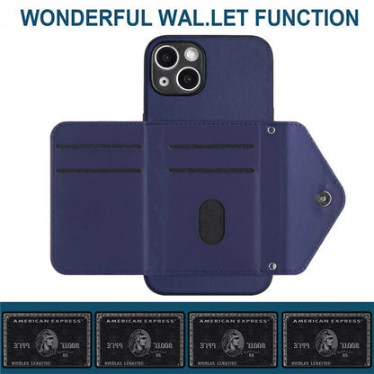 YB Leather Coating Series-8 Phone Case for iPhone 15 RFID Blocking Card Holder Protective Cover