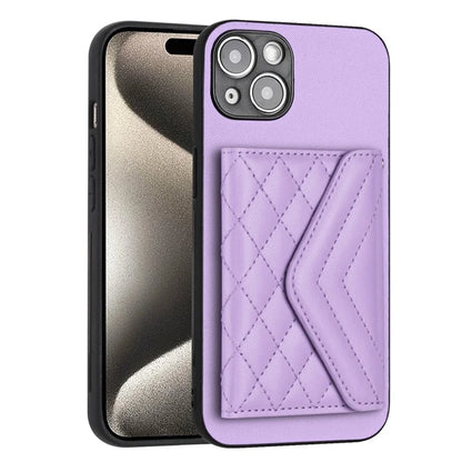 YB Leather Coating Series-8 Phone Case for iPhone 15 RFID Blocking Card Holder Protective Cover