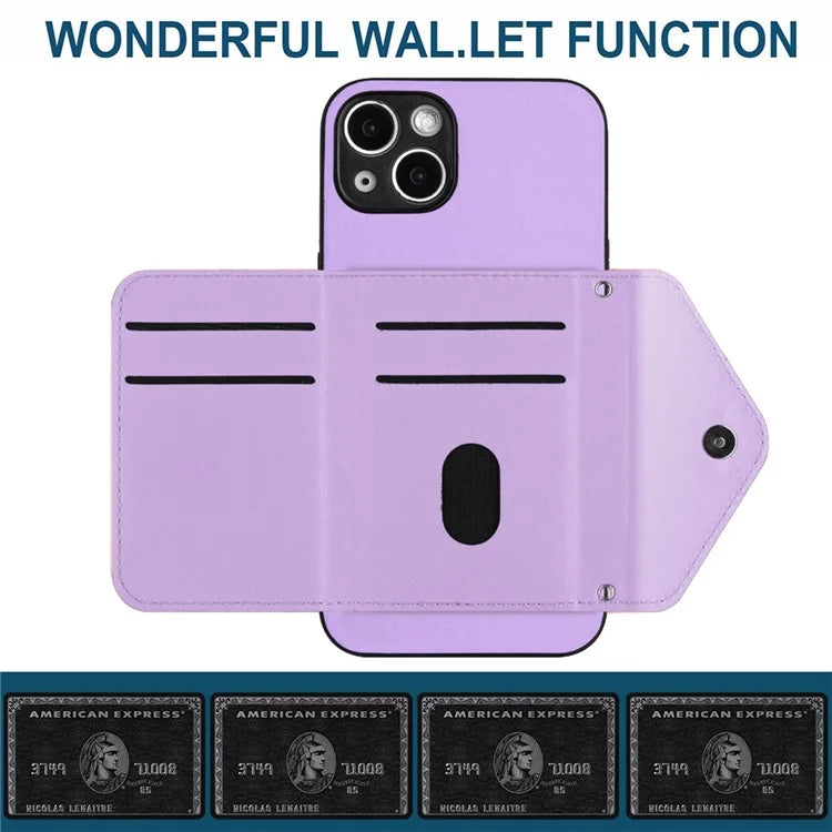 YB Leather Coating Series-8 Phone Case for iPhone 15 RFID Blocking Card Holder Protective Cover