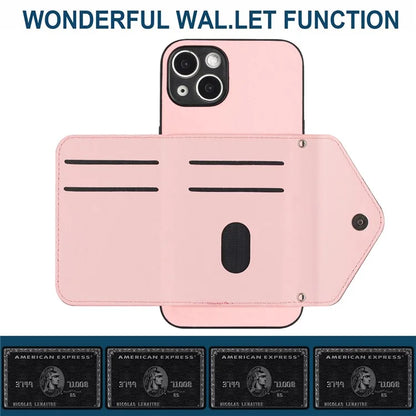 YB Leather Coating Series-8 Phone Case for iPhone 15 RFID Blocking Card Holder Protective Cover