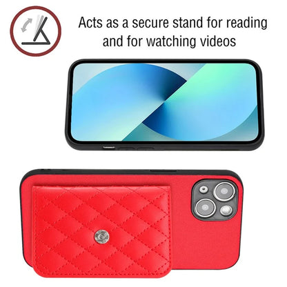YB Leather Coating Series-8 Phone Case for iPhone 15 RFID Blocking Card Holder Protective Cover