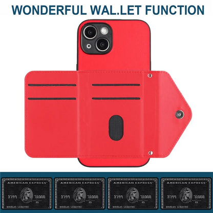 YB Leather Coating Series-8 Cell Phone Case for iPhone 14 RFID Blocking Back Cover with Card Slots
