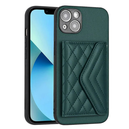 YB Leather Coating Series-8 For iPhone 13 6.1 inch Cell Phone Case RFID Blocking Card Bag Anti-scratch Cover