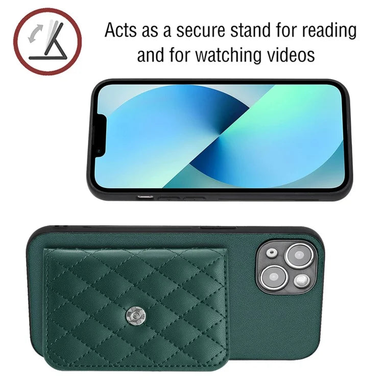 YB Leather Coating Series-8 For iPhone 13 6.1 inch Cell Phone Case RFID Blocking Card Bag Anti-scratch Cover