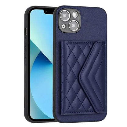 YB Leather Coating Series-8 For iPhone 13 6.1 inch Cell Phone Case RFID Blocking Card Bag Anti-scratch Cover