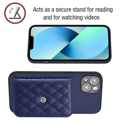 YB Leather Coating Series-8 For iPhone 13 6.1 inch Cell Phone Case RFID Blocking Card Bag Anti-scratch Cover