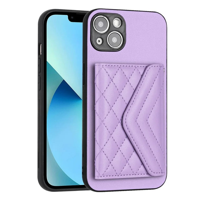 YB Leather Coating Series-8 For iPhone 13 6.1 inch Cell Phone Case RFID Blocking Card Bag Anti-scratch Cover