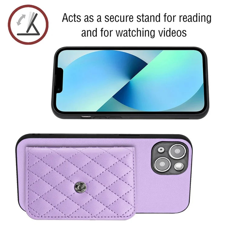 YB Leather Coating Series-8 For iPhone 13 6.1 inch Cell Phone Case RFID Blocking Card Bag Anti-scratch Cover