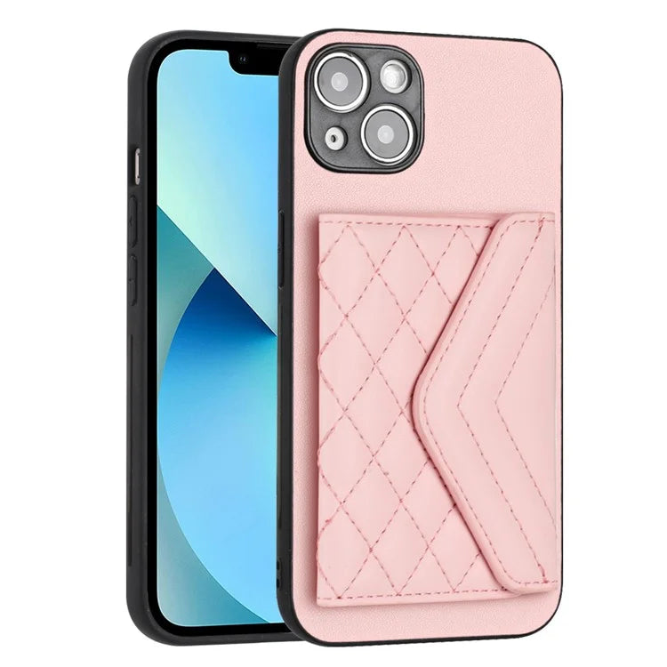 YB Leather Coating Series-8 For iPhone 13 6.1 inch Cell Phone Case RFID Blocking Card Bag Anti-scratch Cover
