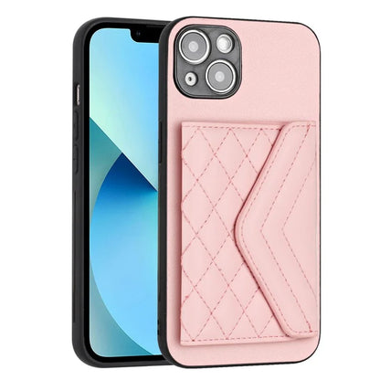 YB Leather Coating Series-8 For iPhone 13 6.1 inch Cell Phone Case RFID Blocking Card Bag Anti-scratch Cover