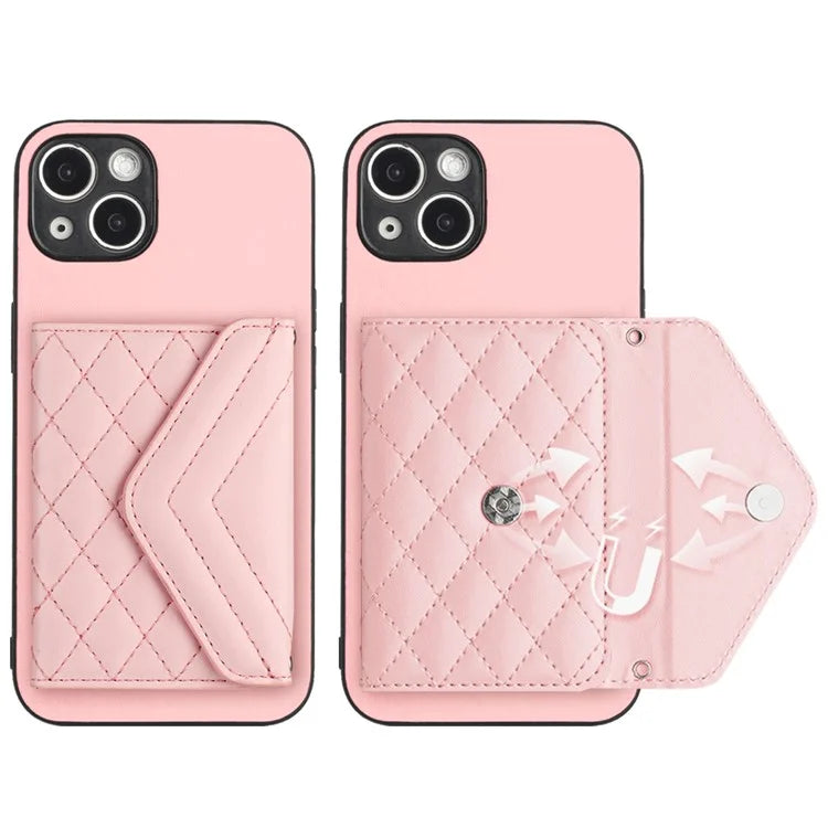 YB Leather Coating Series-8 For iPhone 13 6.1 inch Cell Phone Case RFID Blocking Card Bag Anti-scratch Cover