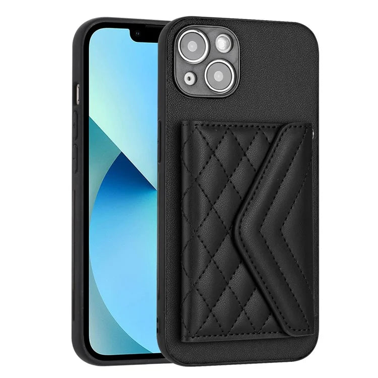 YB Leather Coating Series-8 For iPhone 13 6.1 inch Cell Phone Case RFID Blocking Card Bag Anti-scratch Cover