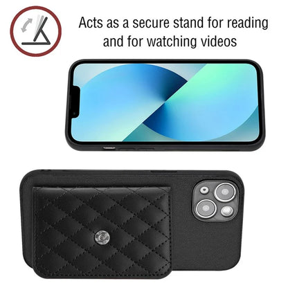 YB Leather Coating Series-8 For iPhone 13 6.1 inch Cell Phone Case RFID Blocking Card Bag Anti-scratch Cover