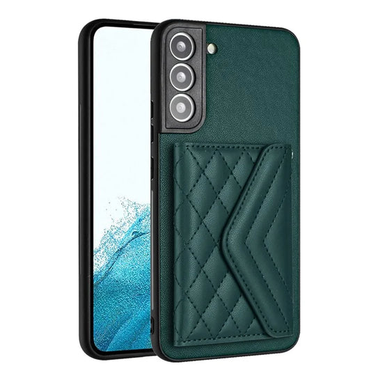 YB Leather Coating Series-8 For Samsung Galaxy S21 FE 5G Cover Rhombus Phone Card Case