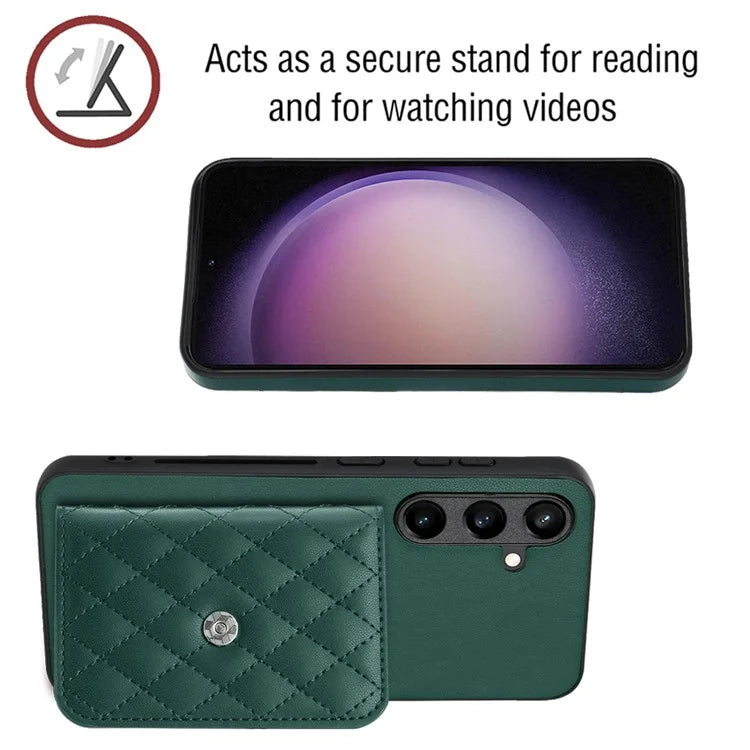 YB Leather Coating Series-8 For Samsung Galaxy S24 Case RFID Blocking Leather Back Cover