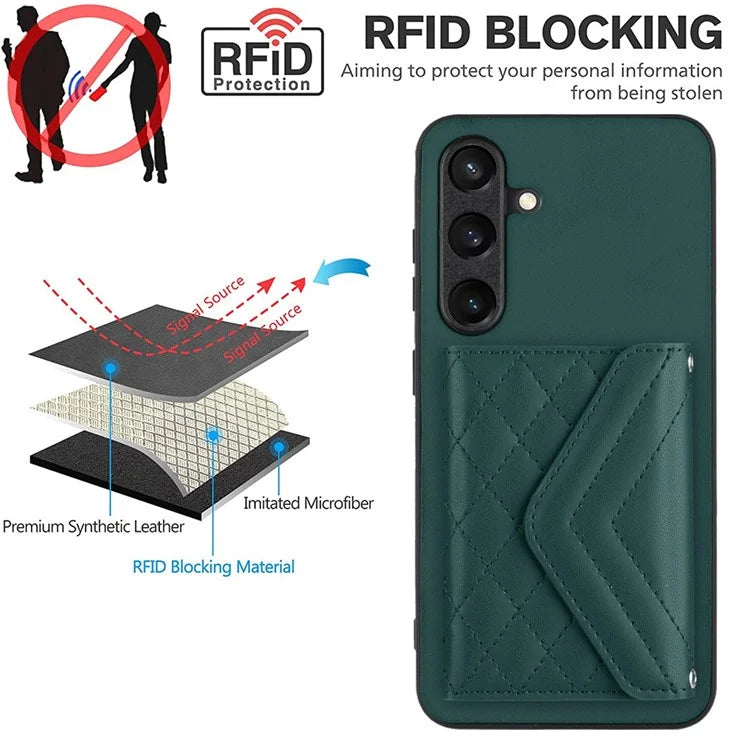 YB Leather Coating Series-8 For Samsung Galaxy S24 Case RFID Blocking Leather Back Cover