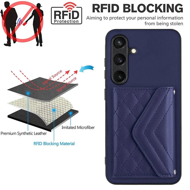 YB Leather Coating Series-8 For Samsung Galaxy S24 Case RFID Blocking Leather Back Cover