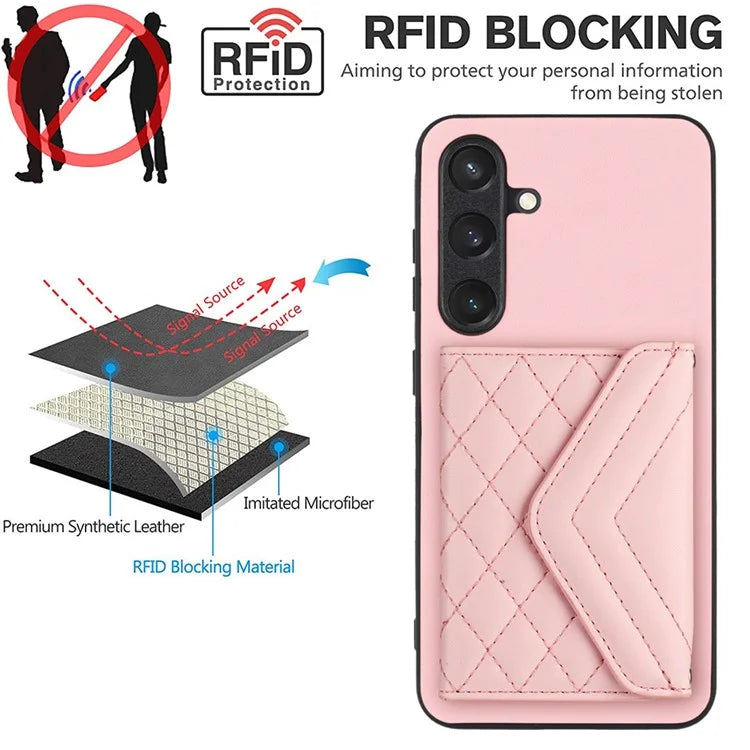 YB Leather Coating Series-8 For Samsung Galaxy S24 Case RFID Blocking Leather Back Cover
