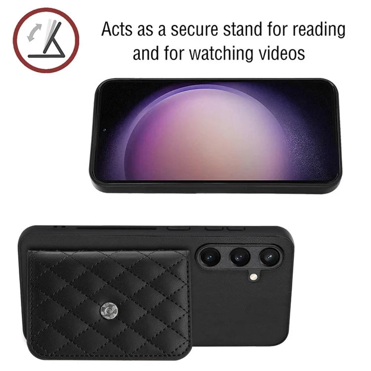 YB Leather Coating Series-8 For Samsung Galaxy S24 Case RFID Blocking Leather Back Cover