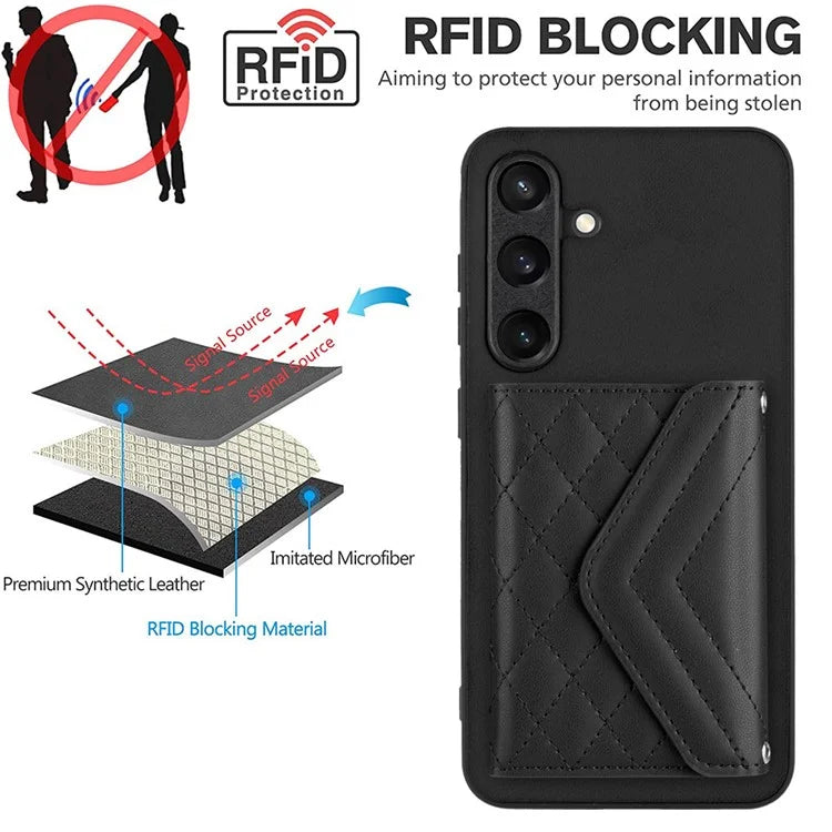 YB Leather Coating Series-8 For Samsung Galaxy S24 Case RFID Blocking Leather Back Cover